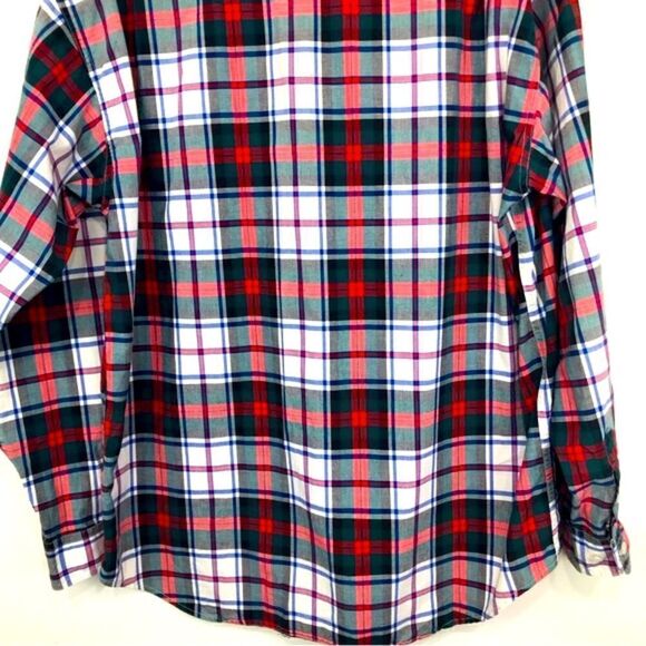 The Disney Store Mickey Mouse Red Green Cotton Plaid Button Down Retro Shirt - Picture 7 of 12
